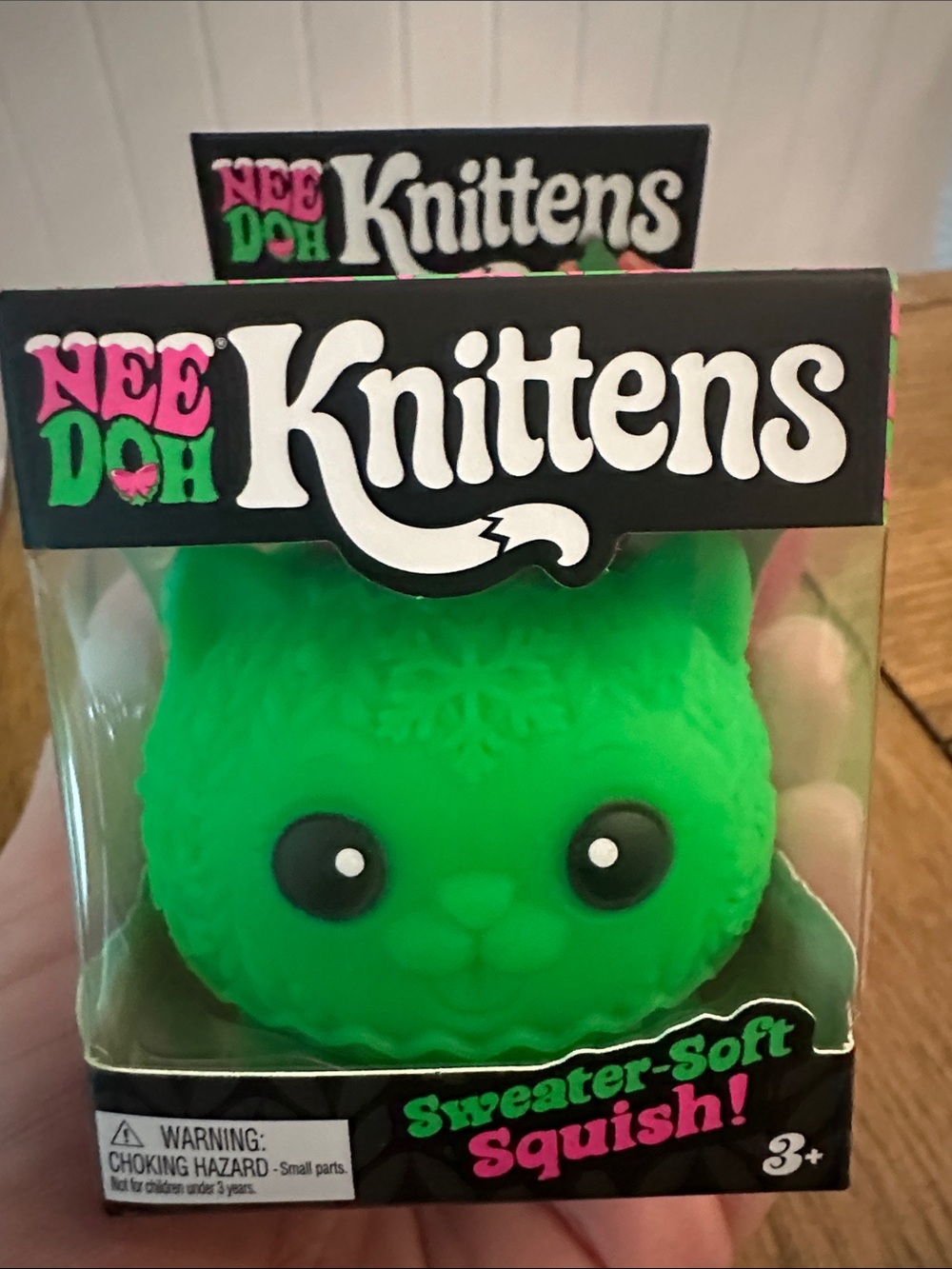 Schylling NeeDoh Holiday RARE Knittens Green Sweater-Soft Squish!